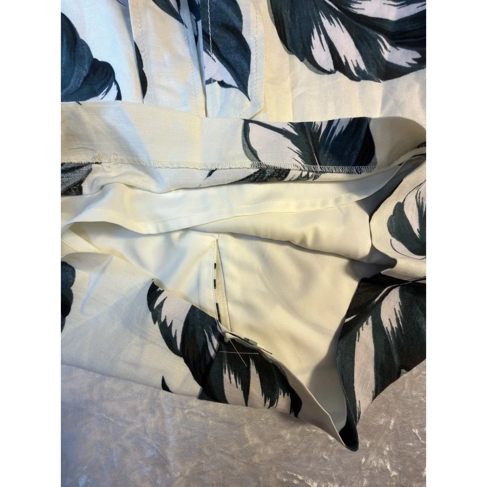 Ann Taylor Skirt Women 10 Linen Blend Floral Tie Waist Lined Pencil NWT